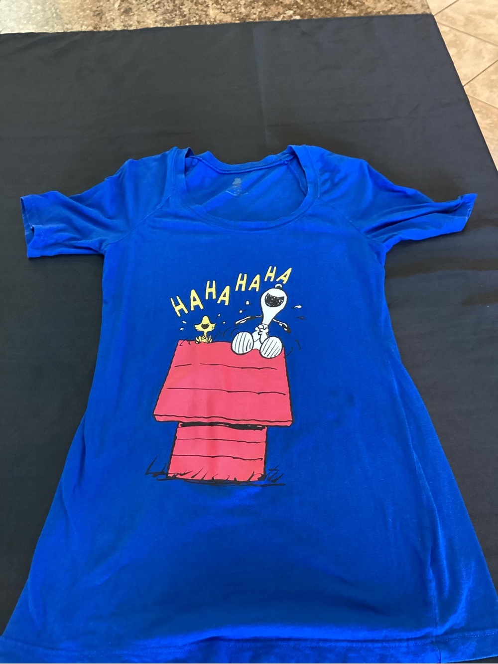 Snoopy& Woodstock ,Blue Graphic Tee, Size Medium